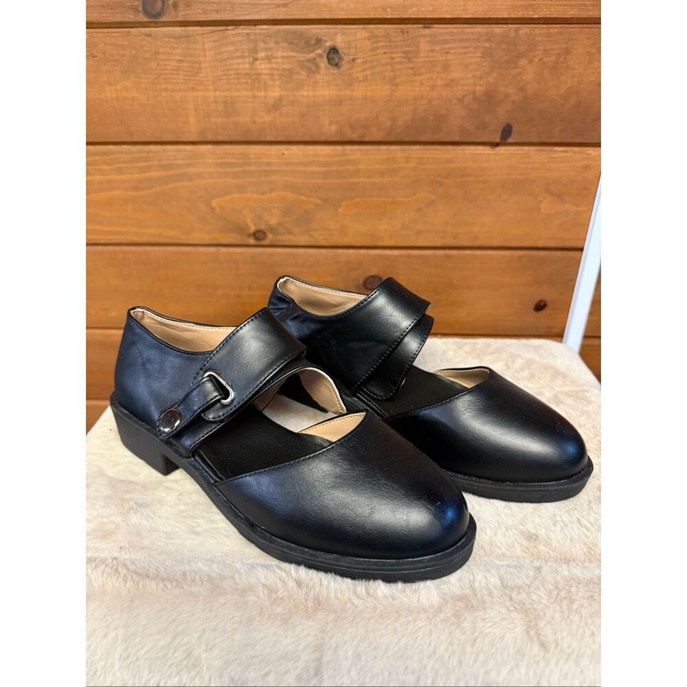 No Brand Mary Jane shoes low block heel /buckle strap Black Sz 41 (10.5) NWOT